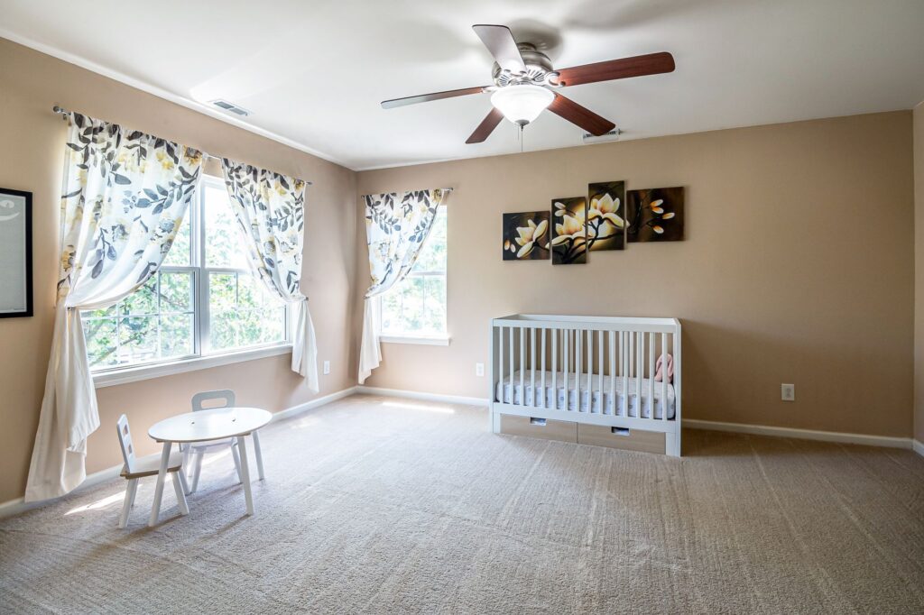peaceful nursery with crib and soothing decor